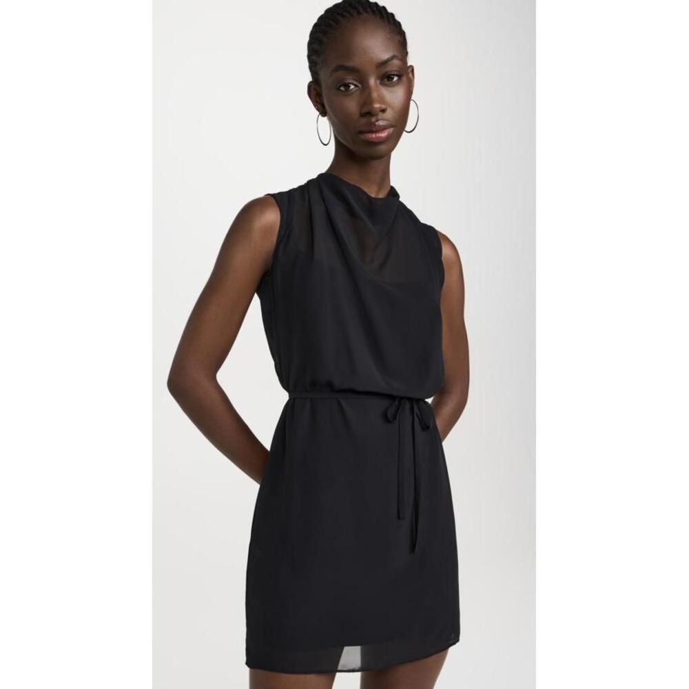 Amanda Uprichard Melby Black Cowl Neck Tie Waist Dress Size M NWT